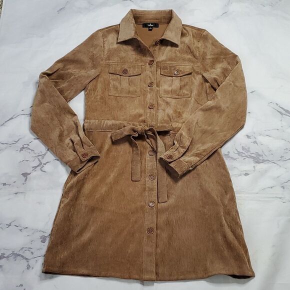Lulus Dresses & Skirts - Lulus Brown Corduroy Collared Mini Dress